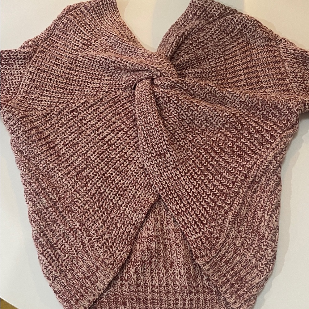Melrose and Market Open Tie Back Knit Sweater in Rose XXL - Picture 4 of 7